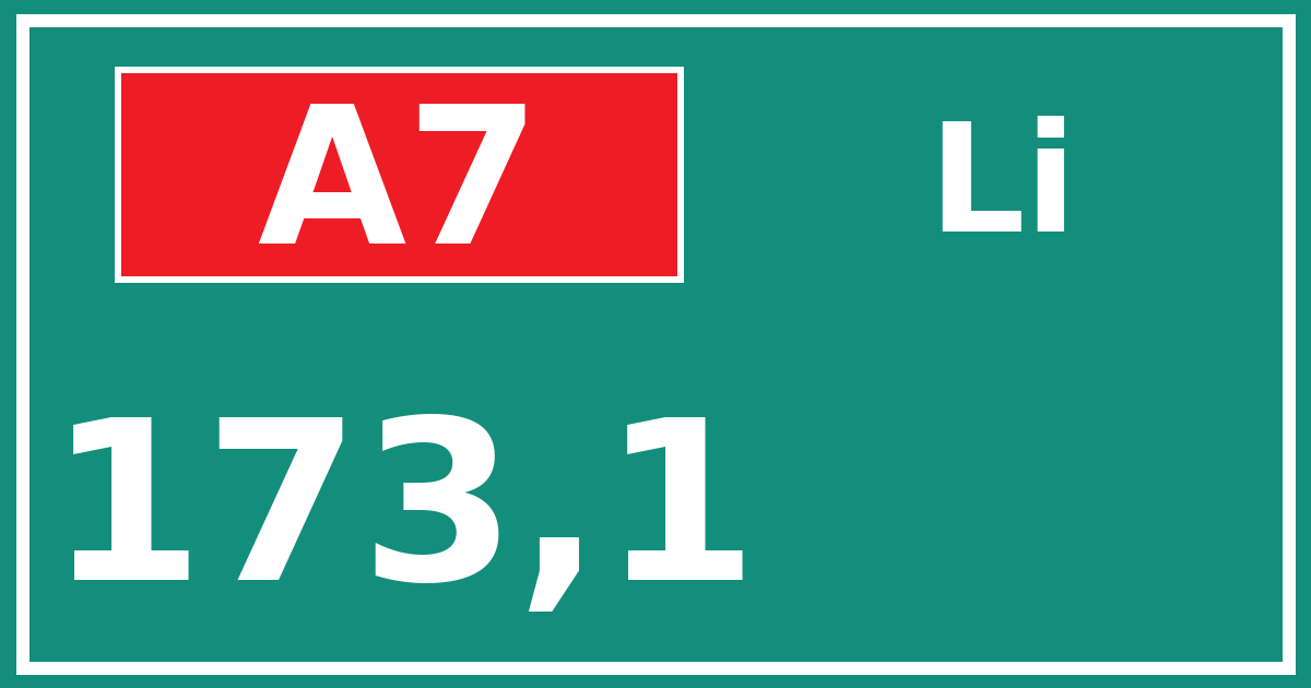 Hectometerbord A7 173,1 zijde Li