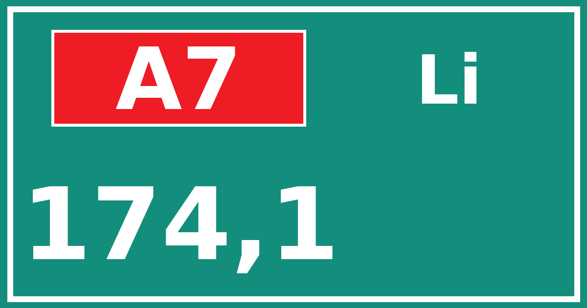 Hectometerbord A7 174,1 zijde Li