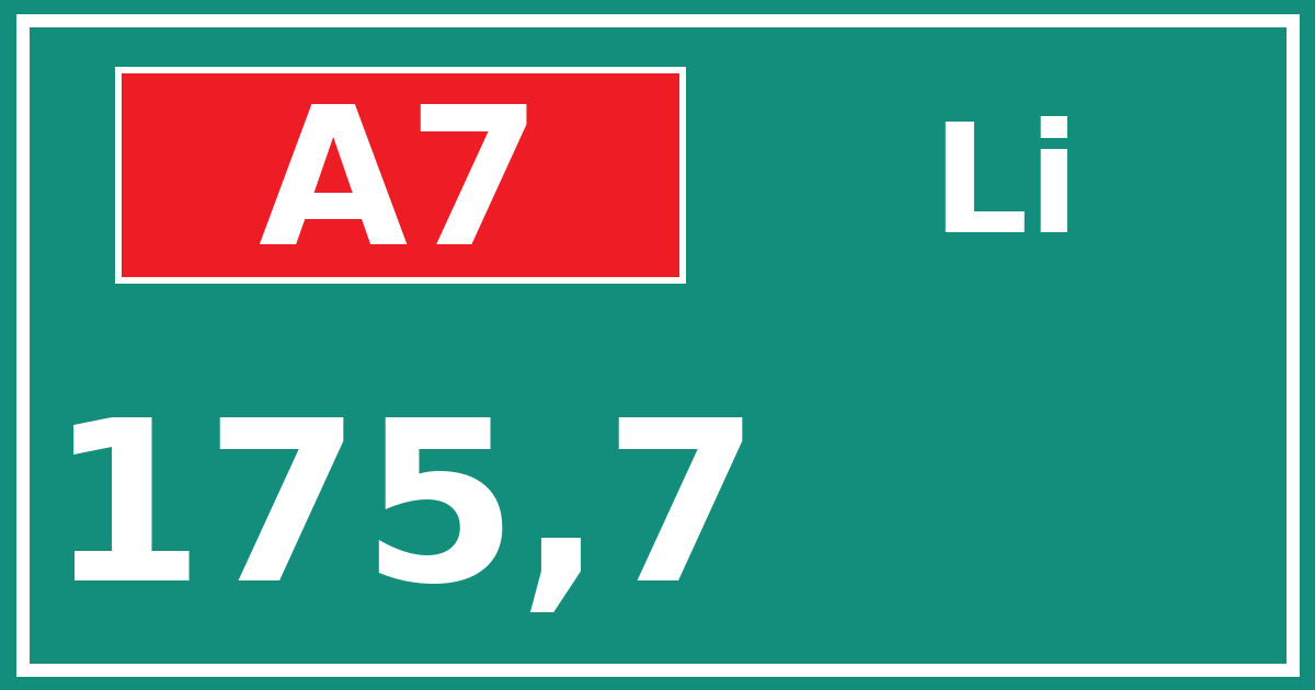 Hectometerbord A7 175,7 zijde Li