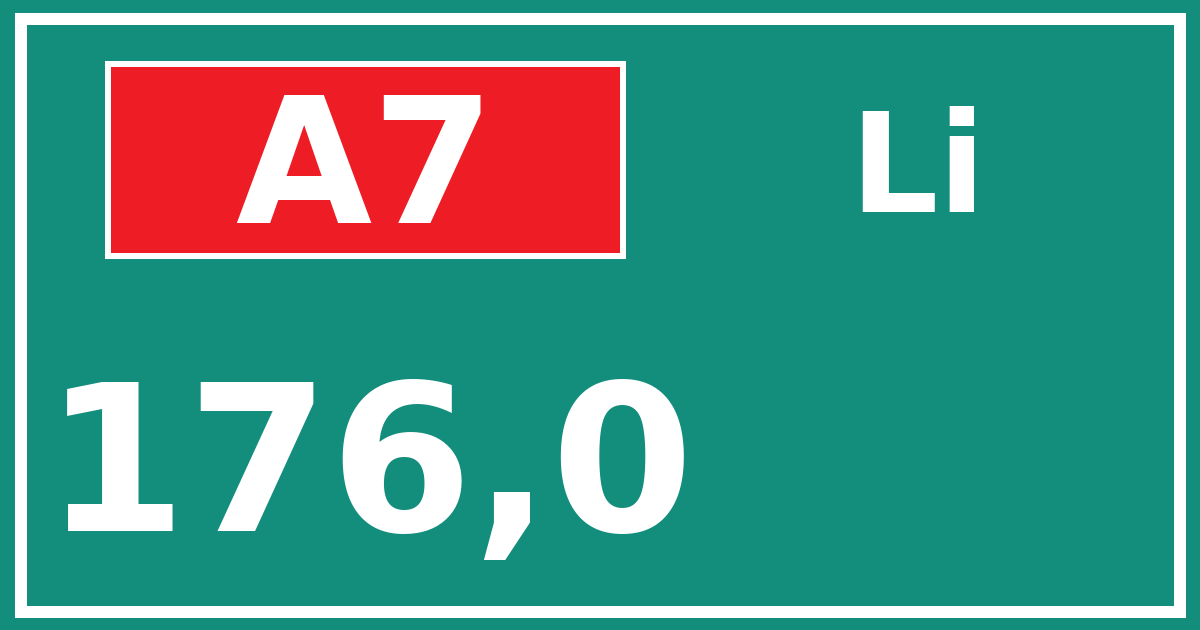 Hectometerbord A7 176,0 zijde Li