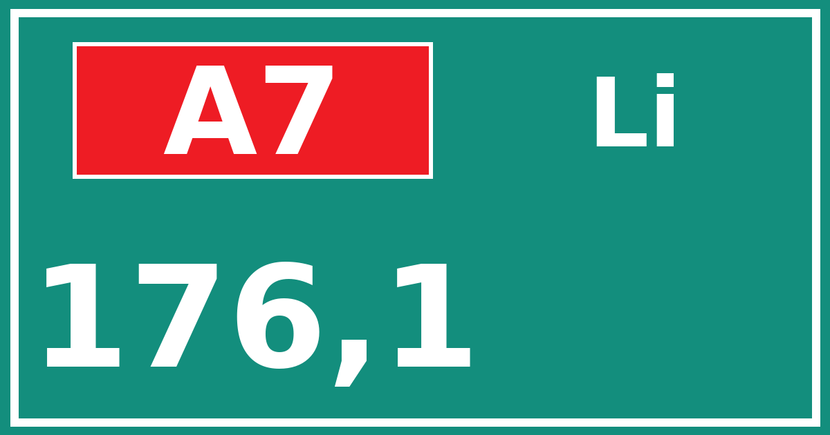 Hectometerbord A7 176,1 zijde Li