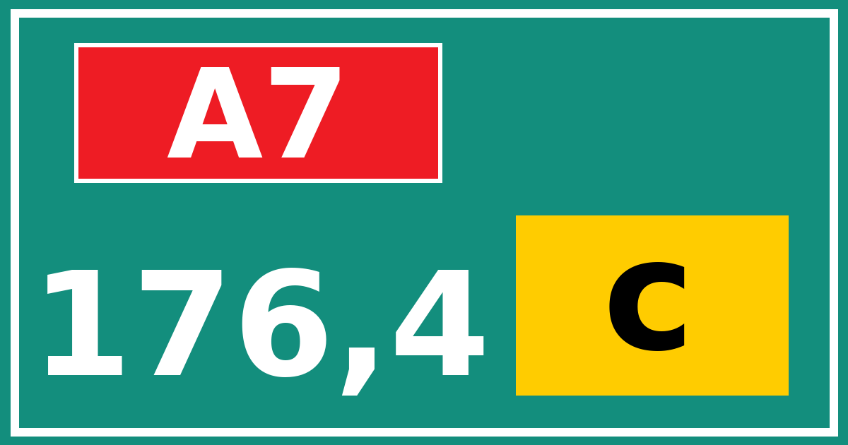 Hectometerbord A7 176,4 letter c