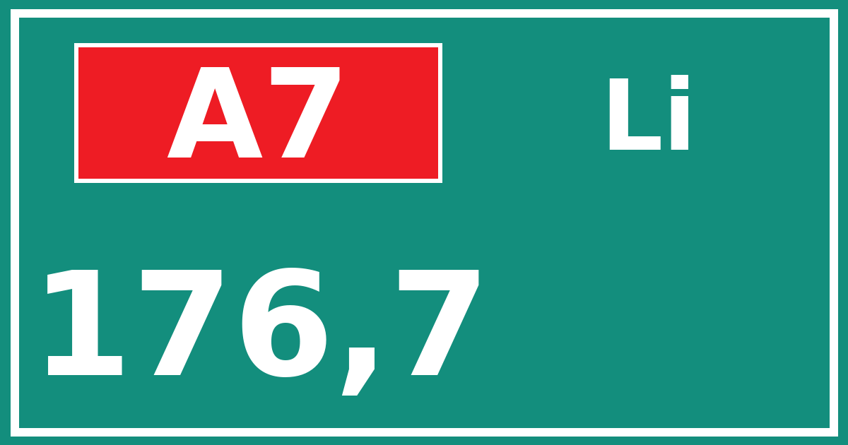 Hectometerbord A7 176,7 zijde Li