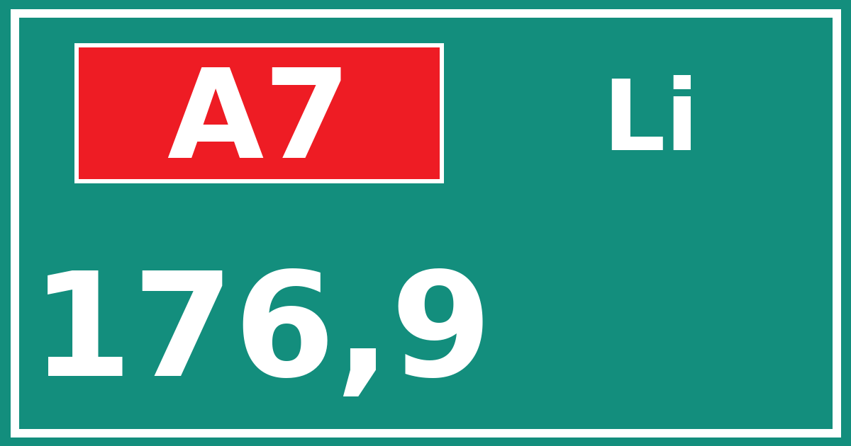 Hectometerbord A7 176,9 zijde Li