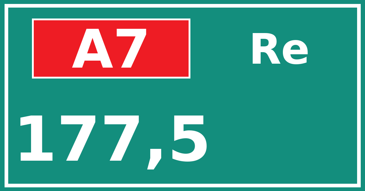 Hectometerbord A7 177,5 zijde Re