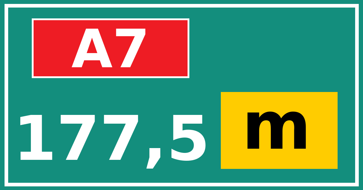 Hectometerbord A7 177,5 letter m