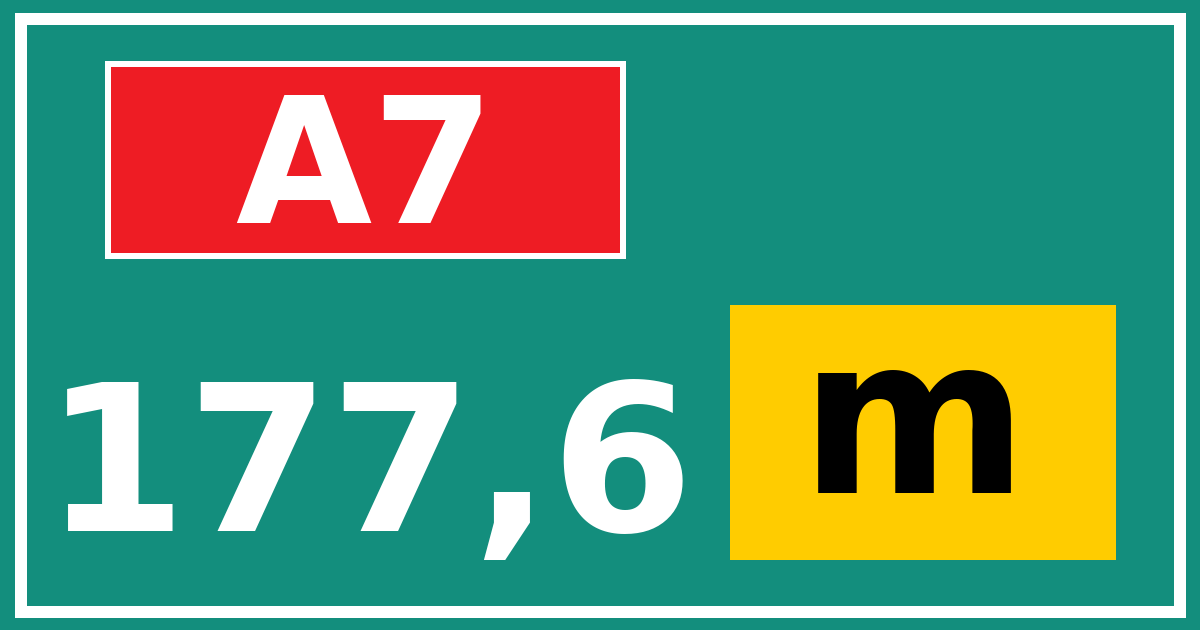Hectometerbord A7 177,6 letter m