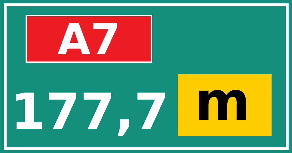 Hectometerbord A7 177,7 letter m