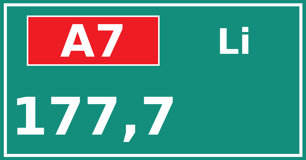 Hectometerbord A7 177,7 zijde Li
