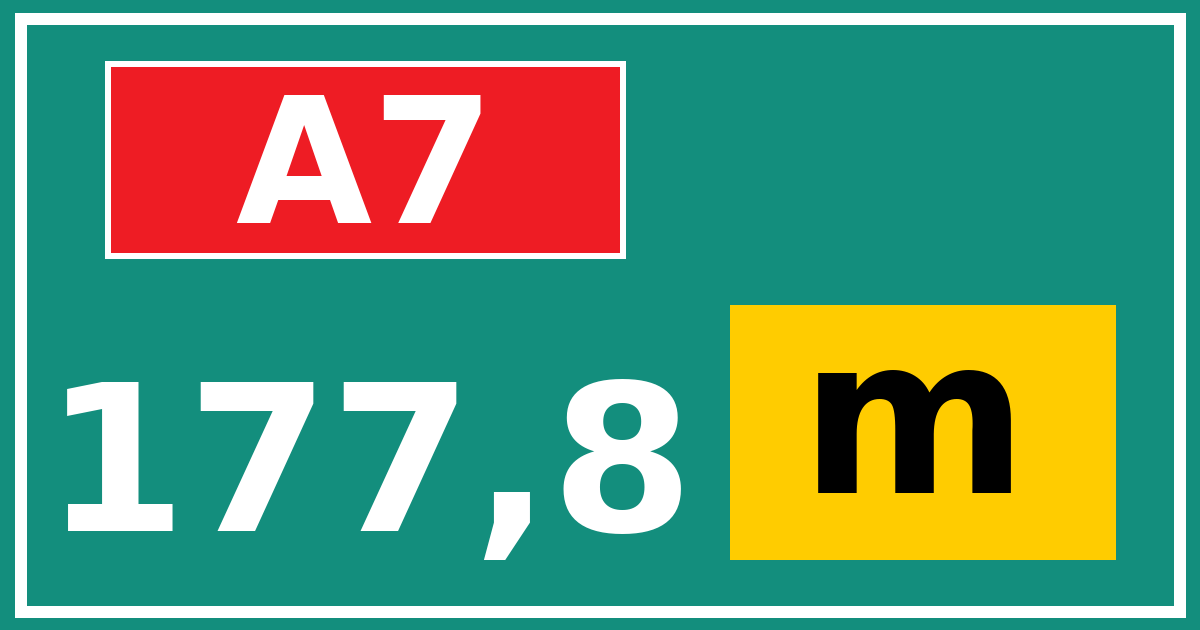Hectometerbord A7 177,8 letter m