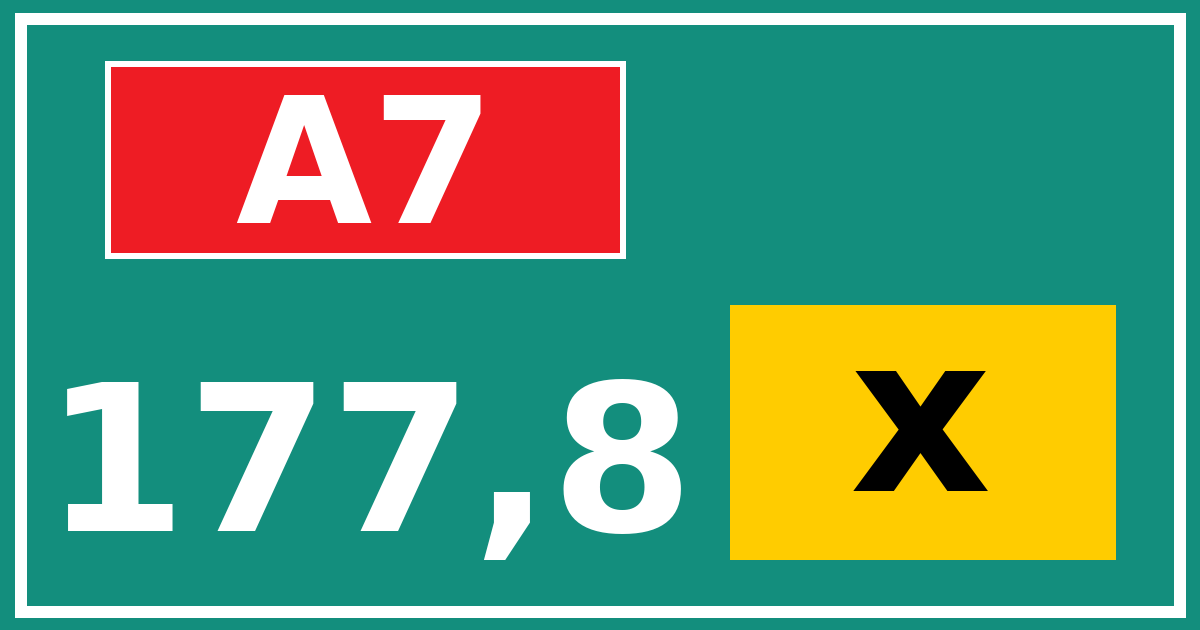 Hectometerbord A7 177,8 letter x