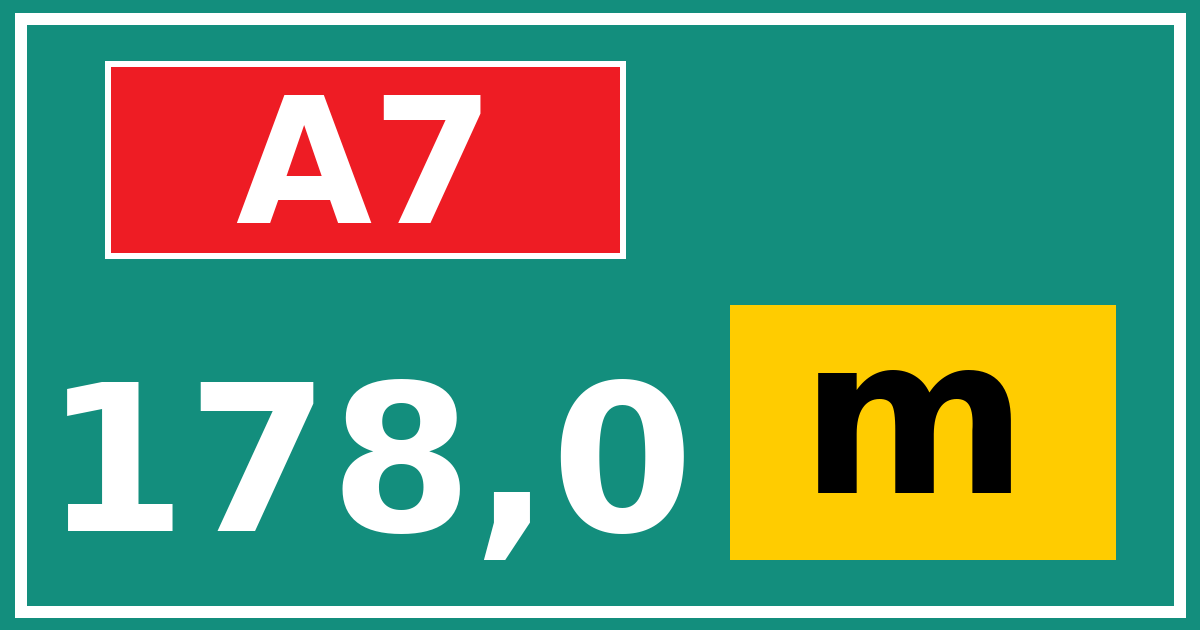 Hectometerbord A7 178,0 letter m