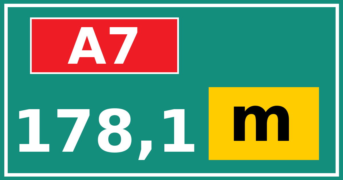 Hectometerbord A7 178,1 letter m