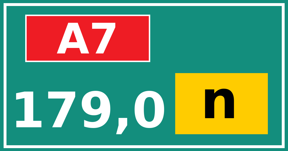 Hectometerbord A7 179,0 letter n