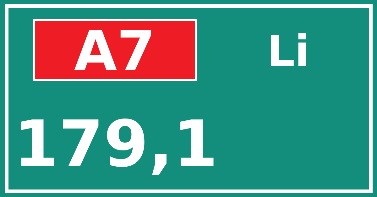 Hectometerbord A7 179,1 zijde Li