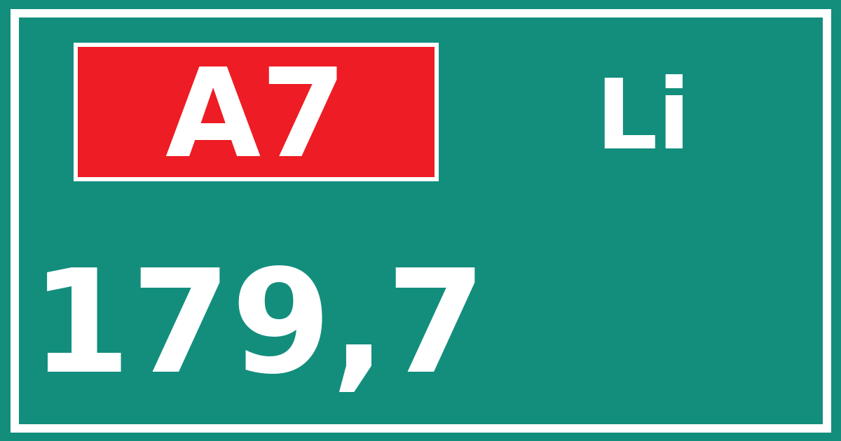 Hectometerbord A7 179,7 zijde Li