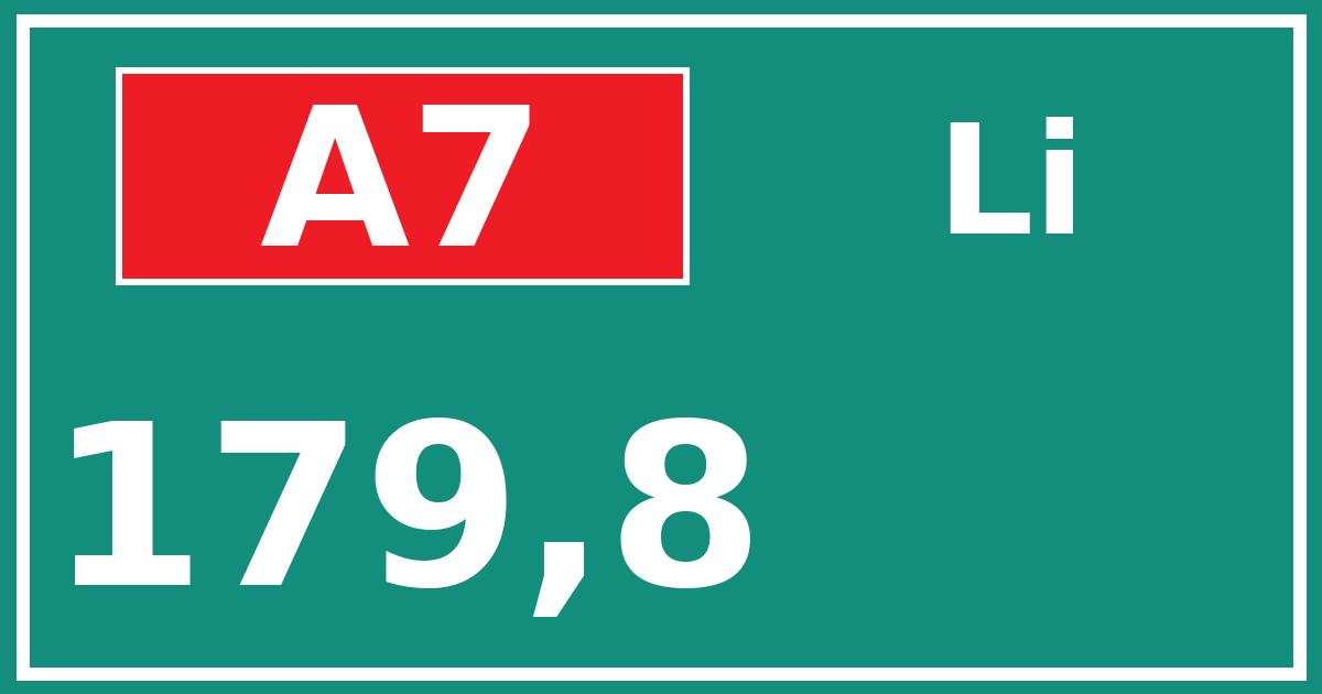 Hectometerbord A7 179,8 zijde Li