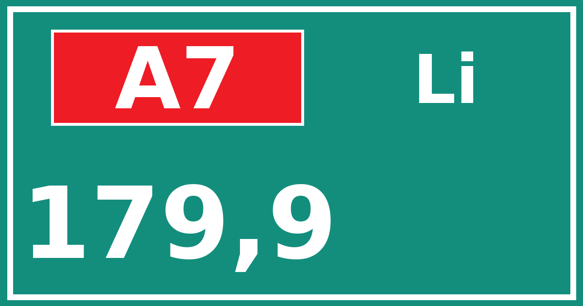 Hectometerbord A7 179,9 zijde Li