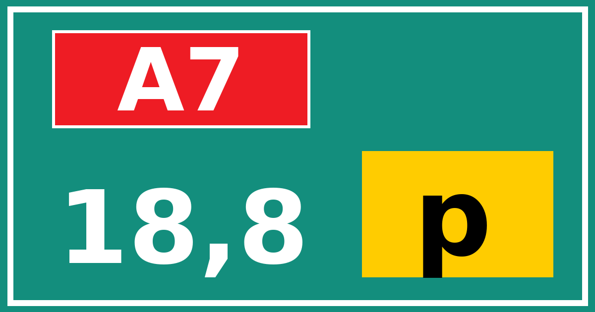 Hectometerbord A7 18,8 letter p
