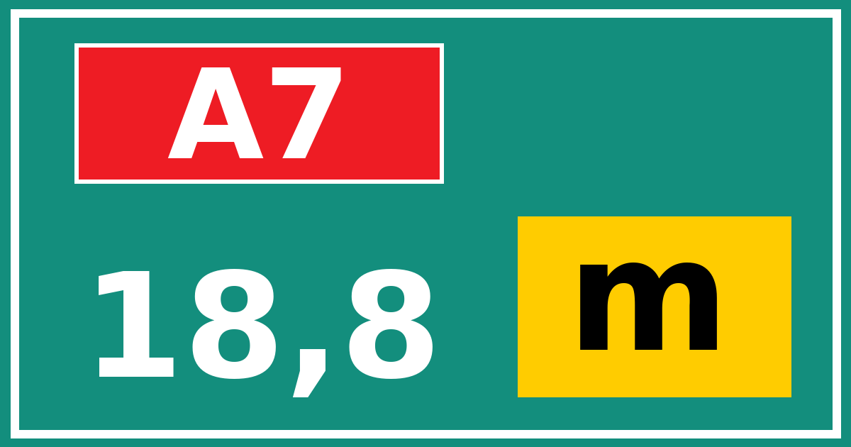 Hectometerbord A7 18,8 letter m