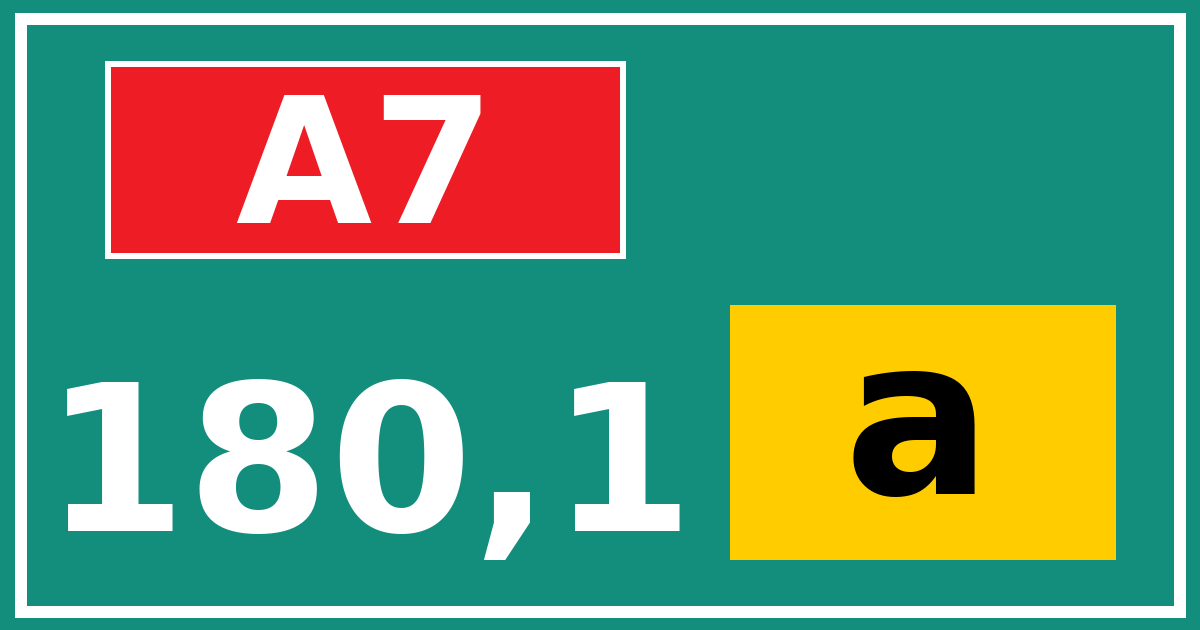 Hectometerbord A7 180,1 letter a