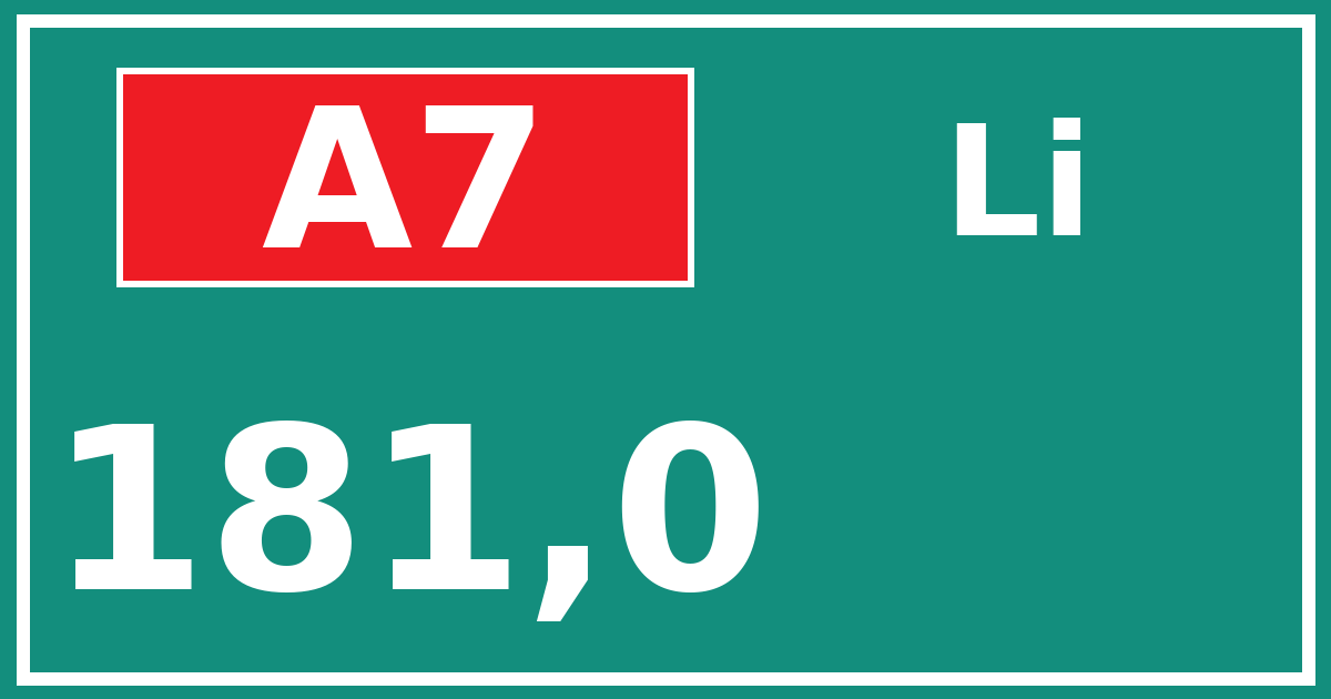 Hectometerbord A7 181,0 zijde Li
