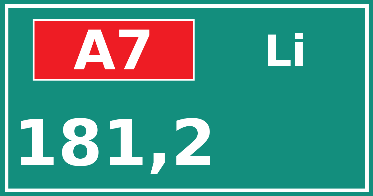 Hectometerbord A7 181,2 zijde Li