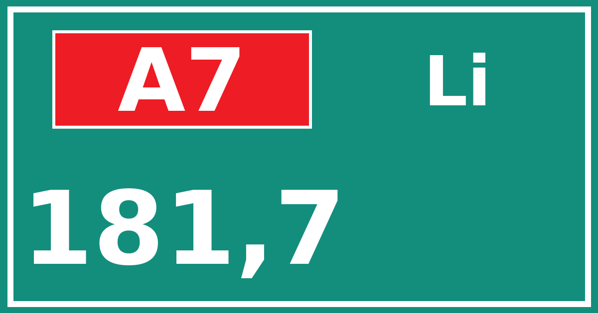 Hectometerbord A7 181,7 zijde Li