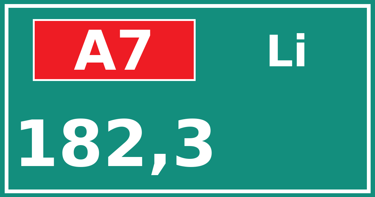 Hectometerbord A7 182,3 zijde Li