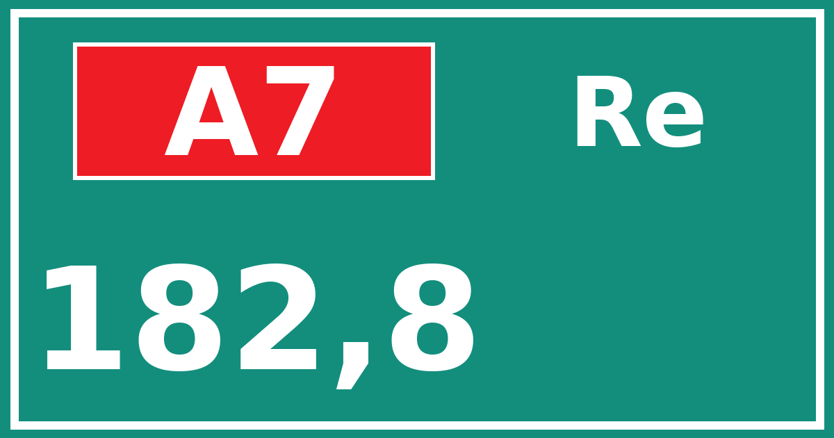 Hectometerbord A7 182,8 zijde Re