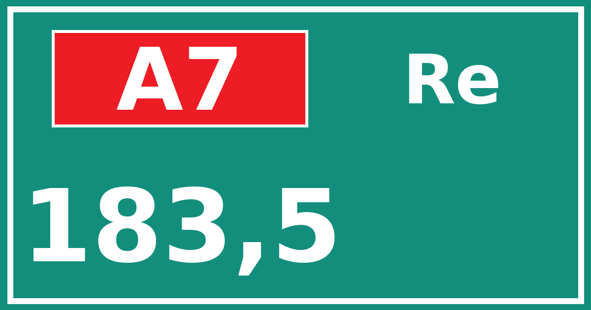 Hectometerbord A7 183,5 zijde Re