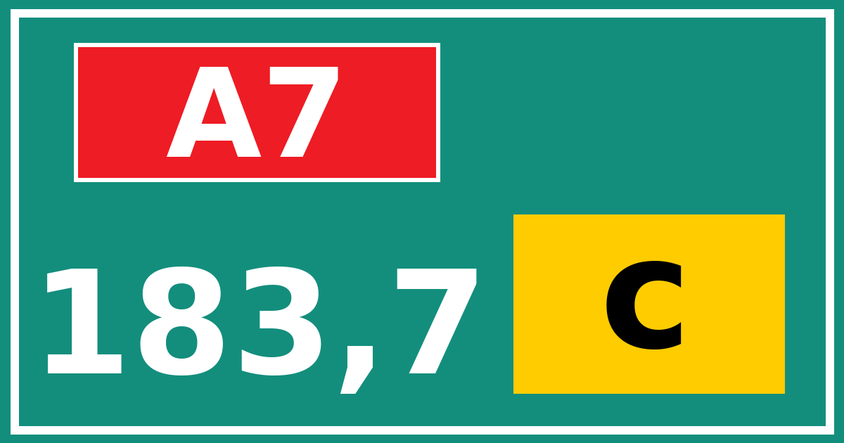 Hectometerbord A7 183,7 letter c