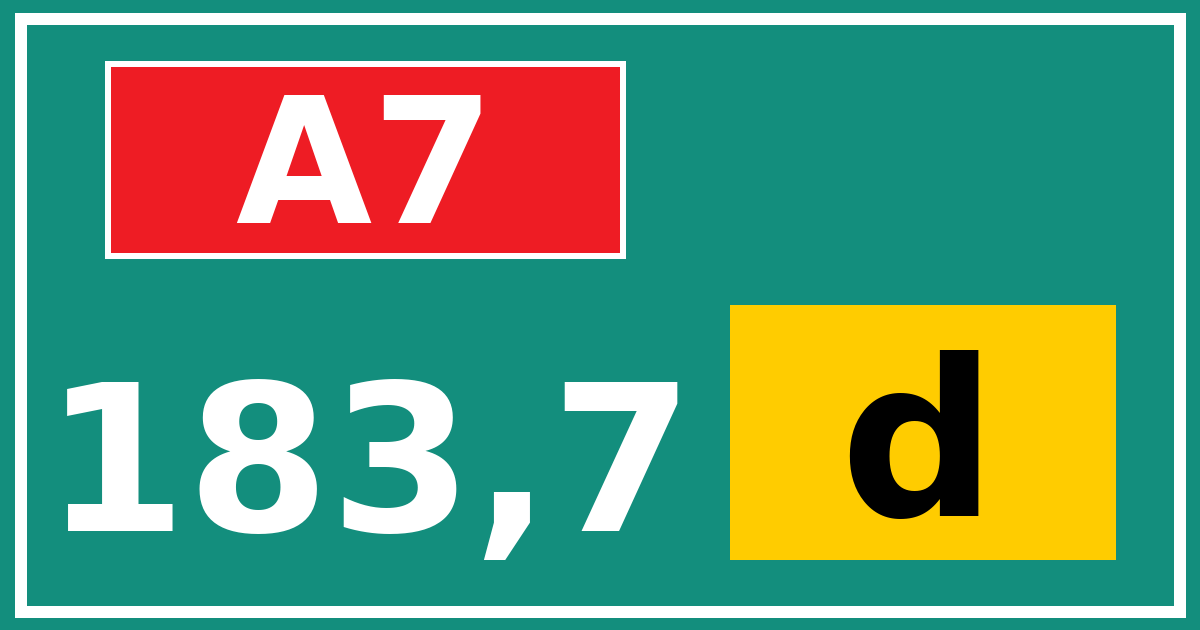 Hectometerbord A7 183,7 letter d