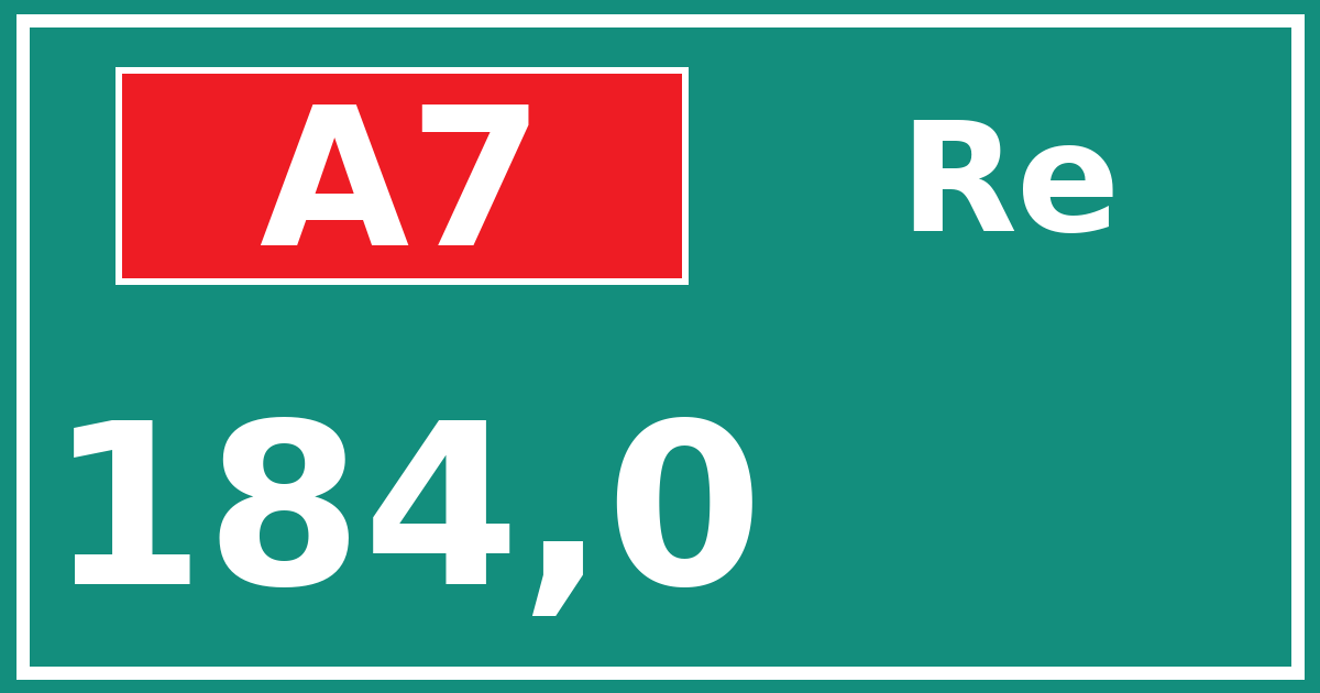 Hectometerbord A7 184,0 zijde Re