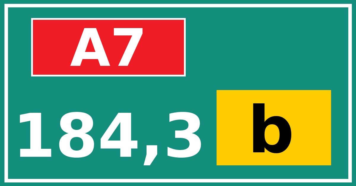 Hectometerbord A7 184,3 letter b