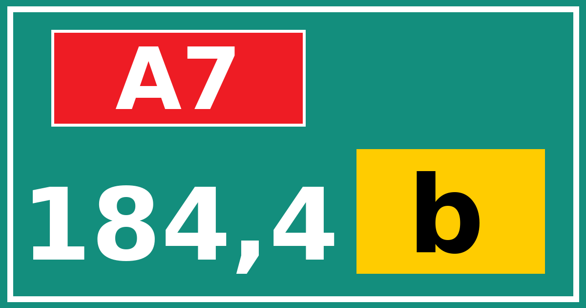 Hectometerbord A7 184,4 letter b