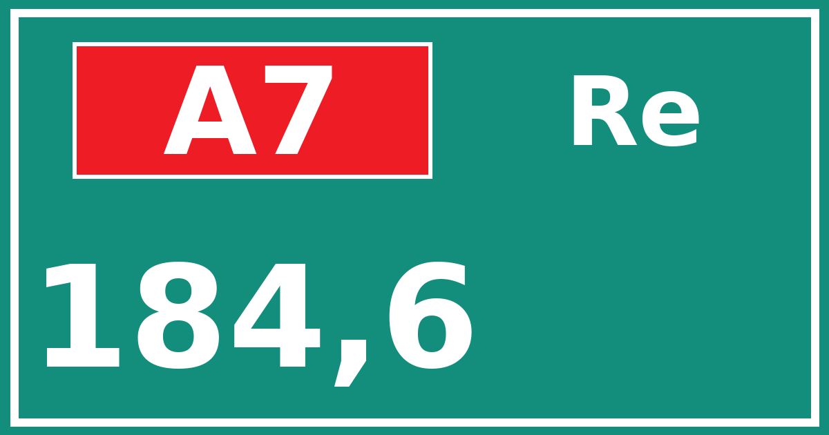 Hectometerbord A7 184,6 zijde Re