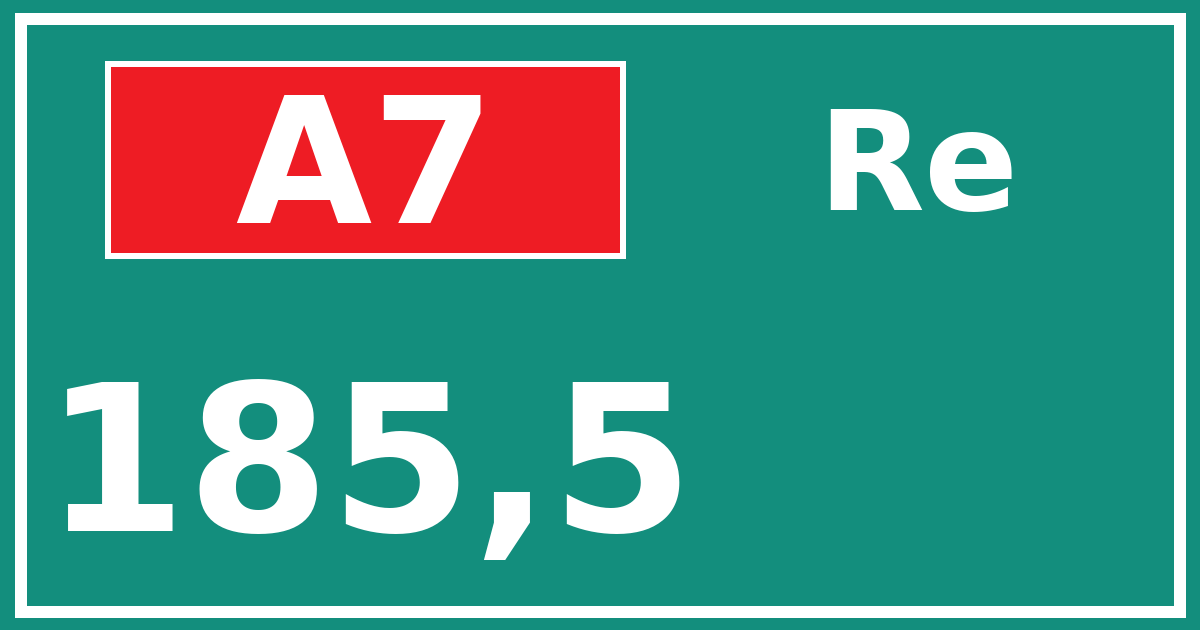 Hectometerbord A7 185,5 zijde Re