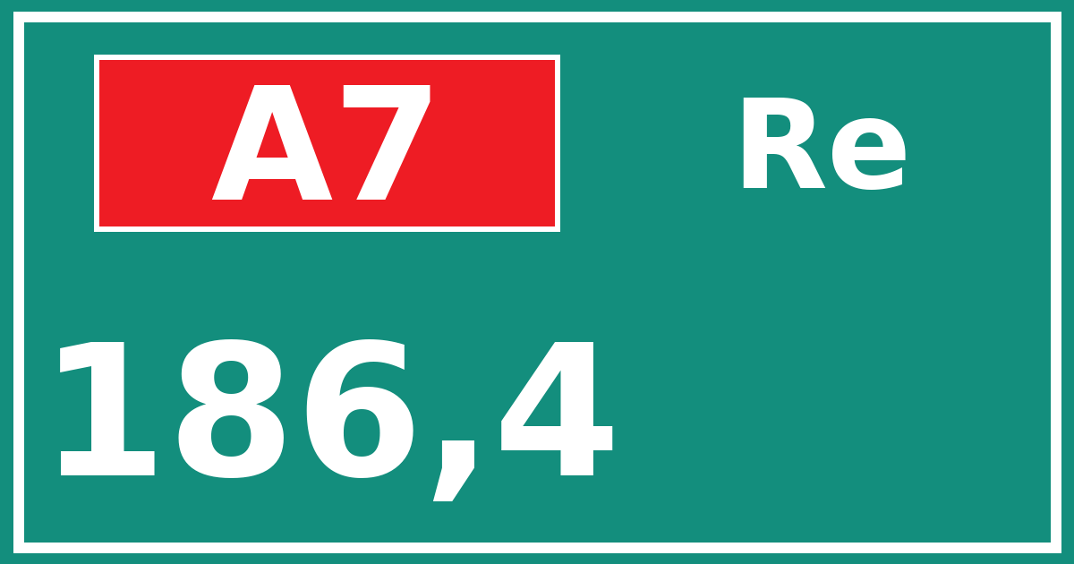 Hectometerbord A7 186,4 zijde Re