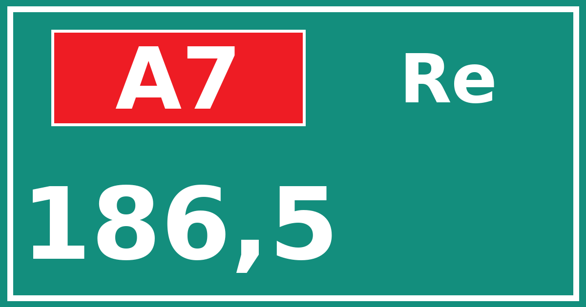 Hectometerbord A7 186,5 zijde Re