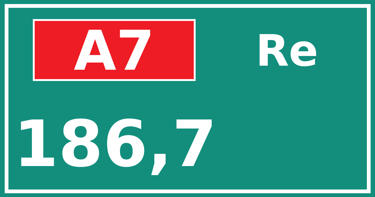 Hectometerbord A7 186,7 zijde Re