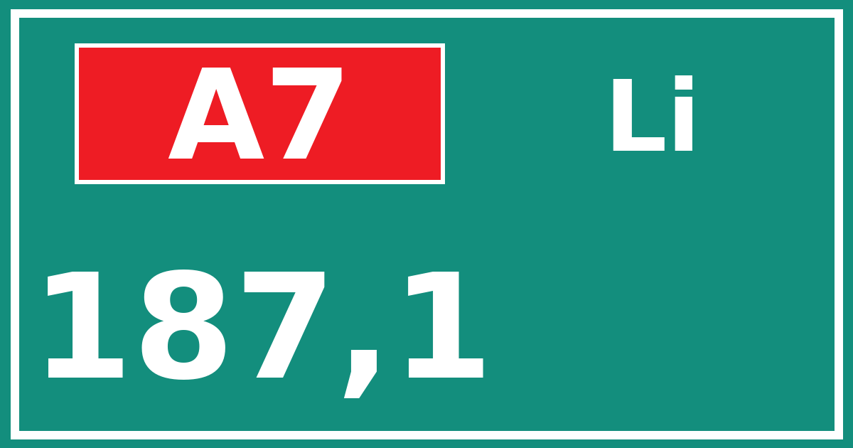 Hectometerbord A7 187,1 zijde Li