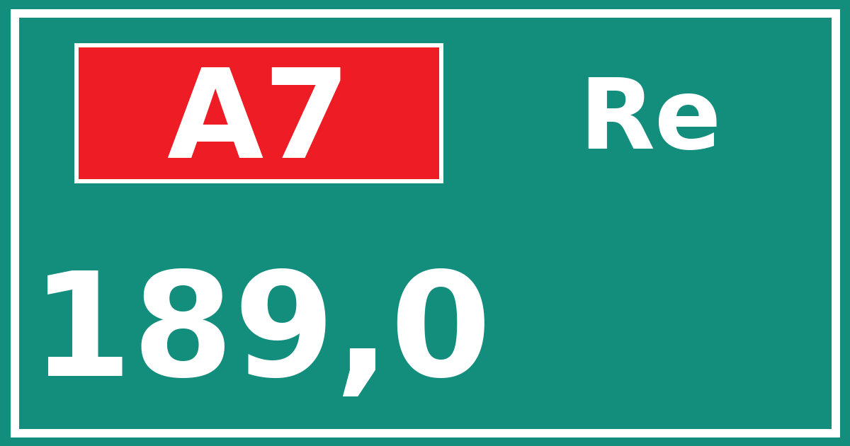 Hectometerbord A7 189,0 zijde Re