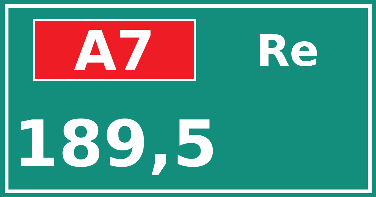 Hectometerbord A7 189,5 zijde Re