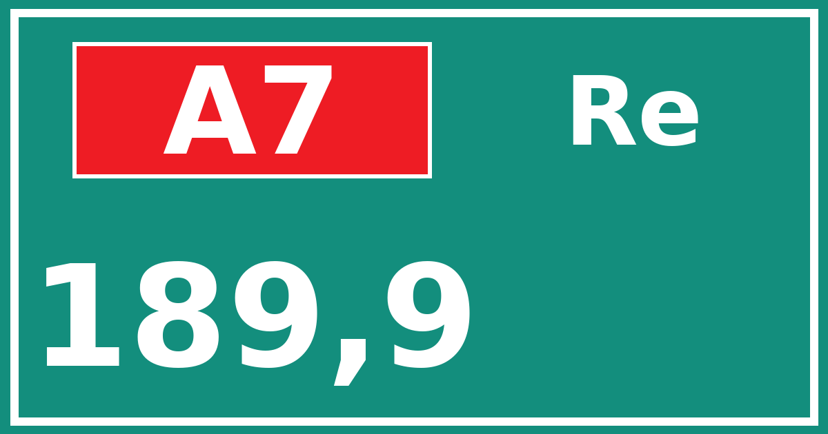 Hectometerbord A7 189,9 zijde Re