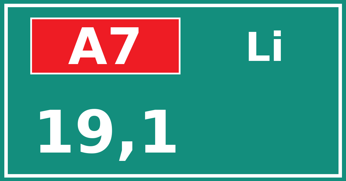 Hectometerbord A7 19,1 zijde Li