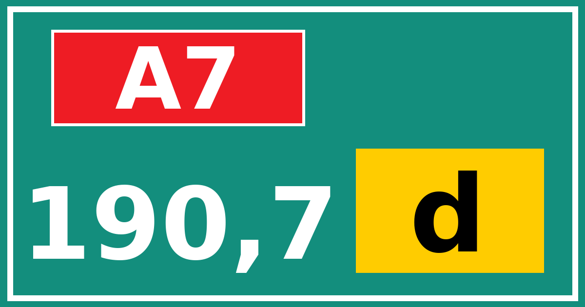 Hectometerbord A7 190,7 letter d