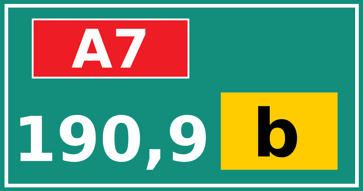 Hectometerbord A7 190,9 letter b