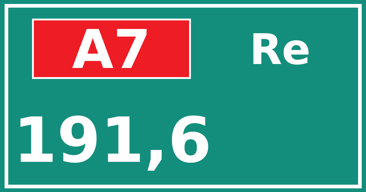 Hectometerbord A7 191,6 zijde Re