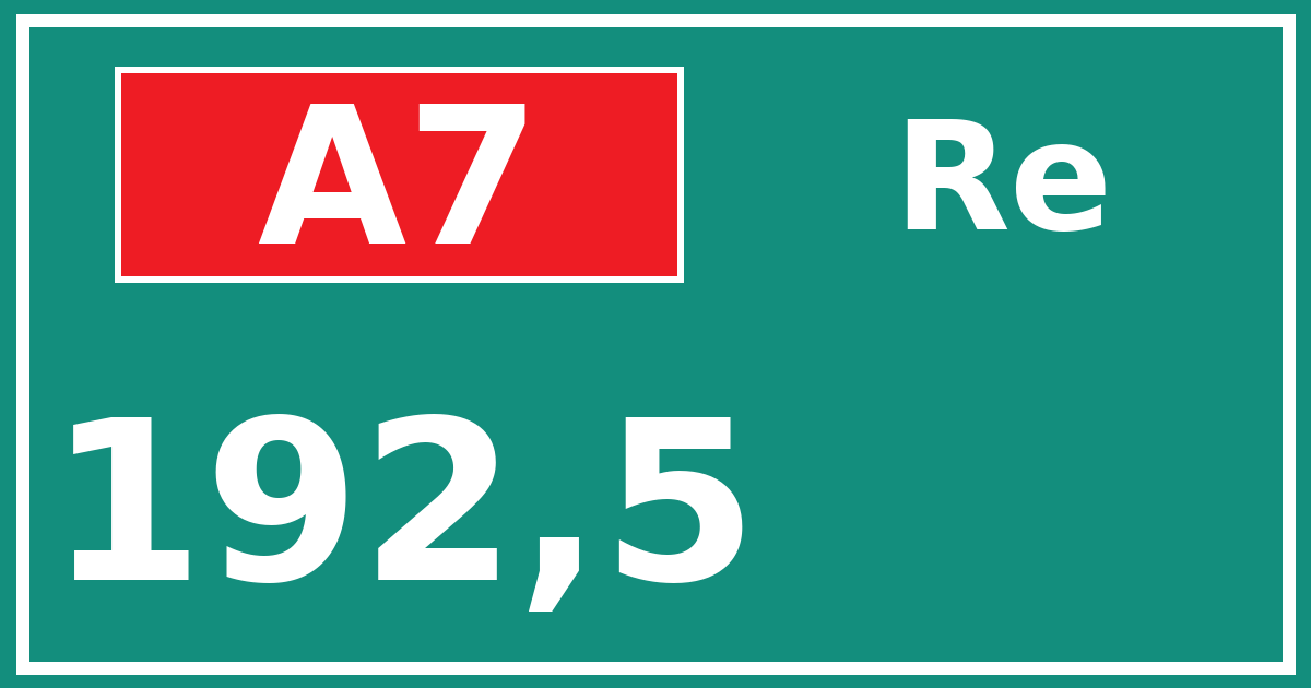 Hectometerbord A7 192,5 zijde Re